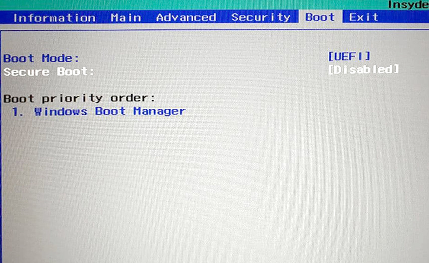 Acer Secure boot BIOS UEFI