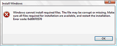 Ошибка 0x80070570 Windows 7